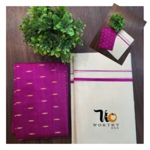 set mundu saree pink