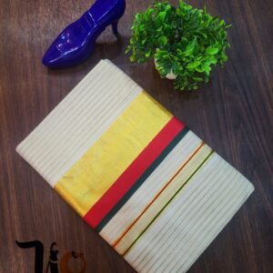premium set saree red & green border