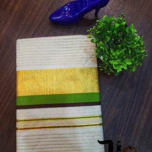 premium category set saree green & brown border