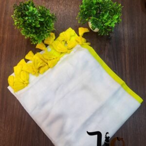 mulmul cotton saree bright yellow